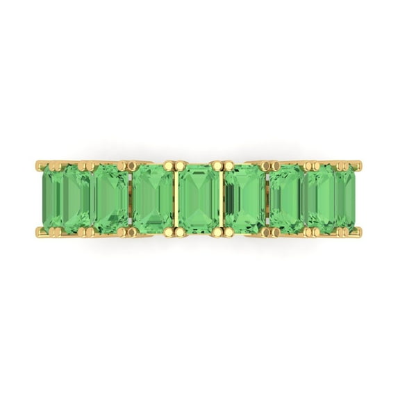 2.61 ctw Wedding Band for Women - 18K Yellow Gold Simulated Green Diamond Stackable Eternity Ring