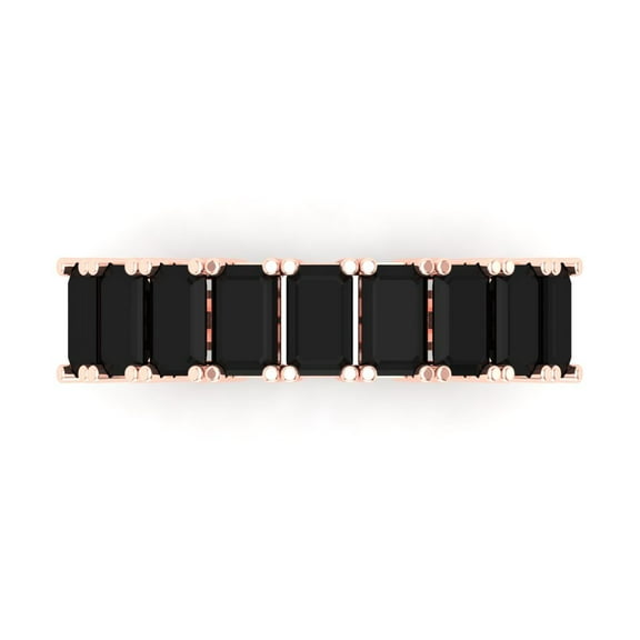 2.61 ctw Wedding Band for Women - 14K Rose Gold Natural Onyx Stackable Eternity Ring