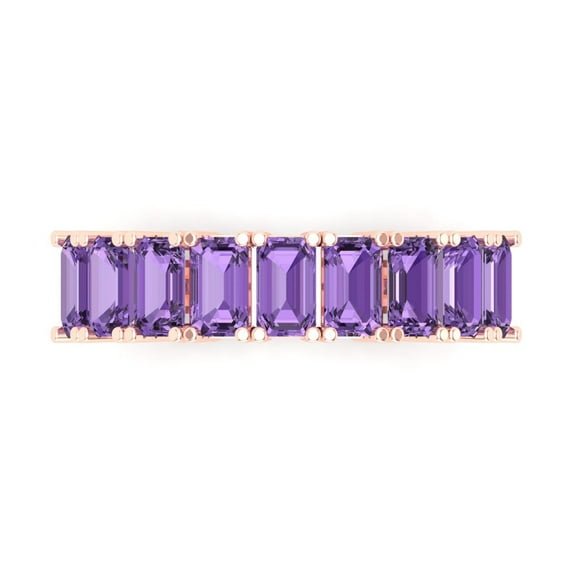 2.61 ctw Wedding Band for Women - 14K Rose Gold Simulated Alexandrite Stackable Eternity Ring
