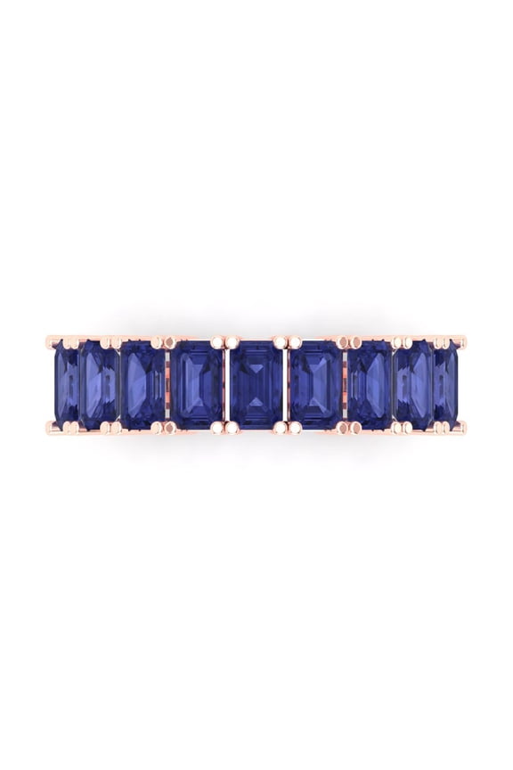 2.61 ctw Wedding Band for Women - 14K Rose Gold Simulated Tanzanite Stackable Eternity Ring