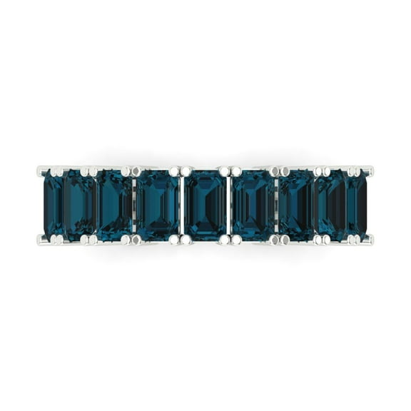 2.61 ctw Wedding Band for Women - 14K White Gold Natural London Blue Topaz Stackable Eternity Ring