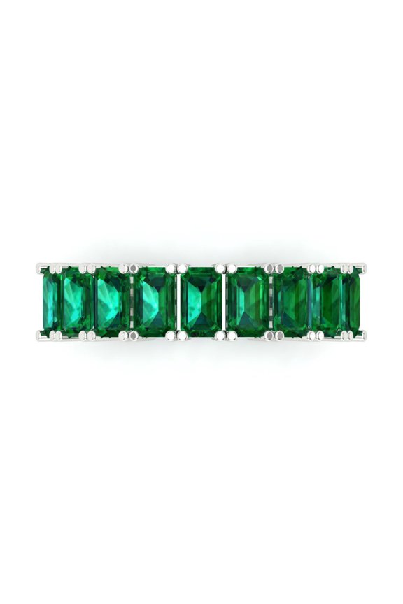 2.61 ctw Wedding Band for Women - 14K White Gold Simulated Emerald Stackable Eternity Ring
