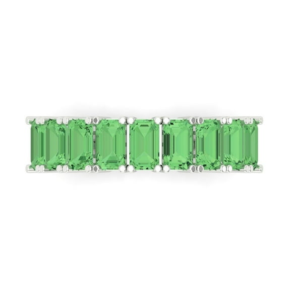 2.61 ctw Wedding Band for Women - 14K White Gold Simulated Green Diamond Stackable Eternity Ring