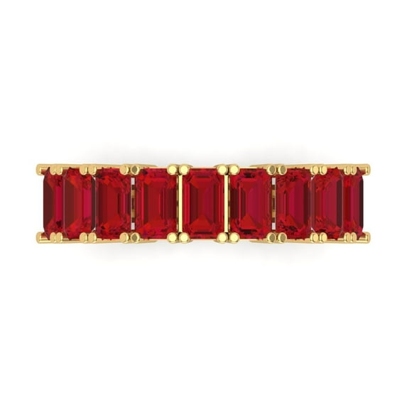 2.61 ctw Wedding Band for Women - 14K Yellow Gold Simulated Ruby Stackable Eternity Ring
