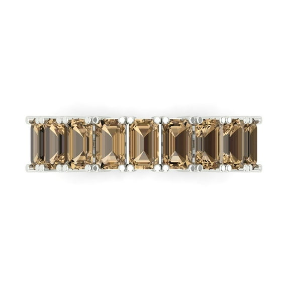 2.61 ctw Wedding Band for Women - 18K White Gold Simulated Champagne Diamond Stackable Eternity Ring