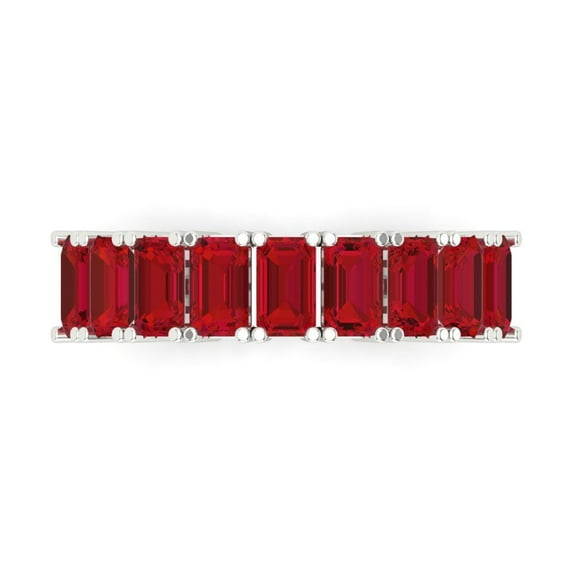 2.61 ctw Wedding Band for Women - 18K White Gold Simulated Ruby Stackable Eternity Ring
