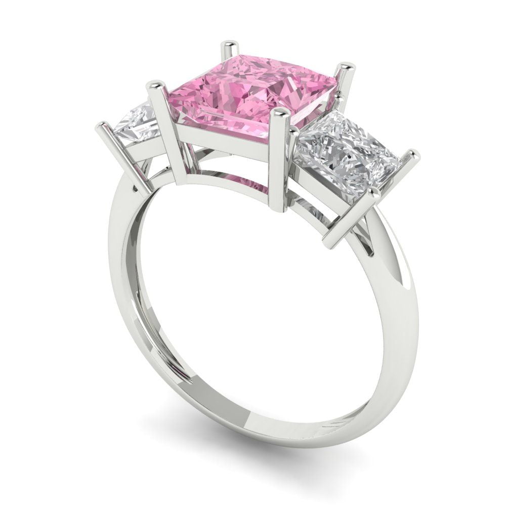 Clara Pucci 14K White Gold Princess Cut CZ Bridal Band - 3.85 Ct Simulated Diamond Ring - View #9