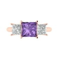 thumbnail image 1 of Three-Stone Engagement Ring for Women - 2.5ct Simulated Alexandrite in 14K Rose Gold Promise Ring, 1 of 8