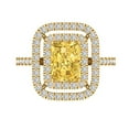 thumbnail image 1 of 2.62 ctw with Simulated Diamond Halo Accents Anniversary Ring for Women | Emerald Cut Natural Citrine | Hyperallergenic Solid 14K Yellow Gold, 1 of 5