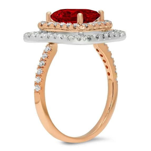 2.62 ct Emerald Cut Natural Garnet Halo Engagement Ring for Women in 14K Rose/White Gold