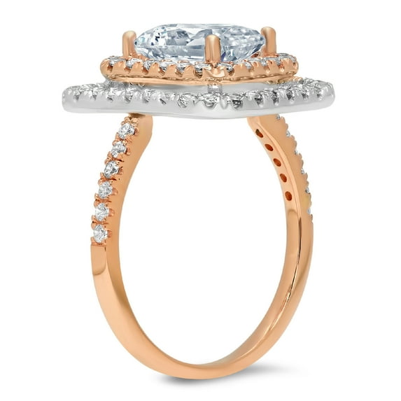 2.62 ct Emerald Cut Natural Sky Blue Topaz Halo Engagement Ring for Women in 14K Rose/White Gold