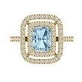 thumbnail image 1 of 2.62 ct Emerald Cut Natural Sky Blue Topaz with Simulated Diamond Halo Accents 14K Yellow Gold Womens Engagement Ring, 1 of 5