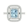 thumbnail image 1 of 2.62 ct Emerald Cut Natural Sky Blue Topaz with Simulated Diamond Halo Accents 18K White Gold Womens Engagement Ring, 1 of 5