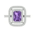 thumbnail image 1 of 2.62 ct Emerald Cut Simulated Alexandrite with Simulated Diamond Halo Accents 14K White Gold Womens Engagement Ring, 1 of 6