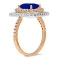 thumbnail image 1 of 2.62 ct Emerald Cut Simulated Blue Sapphire Halo Engagement Ring for Women in 14K Rose/White Gold, 1 of 2