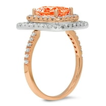 2.62 ct Emerald Cut Simulated Red Diamond Halo Engagement Ring for Women in 18K Rose/White Gold