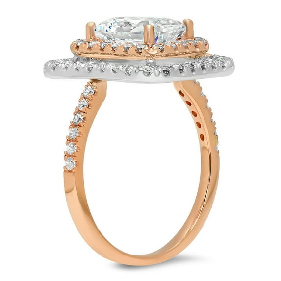 2.62 ct Emerald Cut White Sapphire Halo Engagement Ring for Women in 14K Rose/White Gold