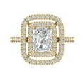 thumbnail image 1 of 2.62 ct Emerald Cut White Sapphire with Simulated Diamond Halo Accents 14K Yellow Gold Womens Engagement Ring, 1 of 6