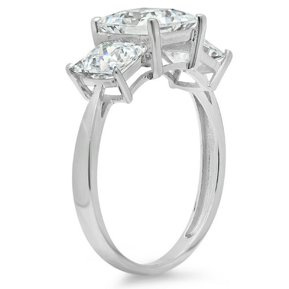 2.5 ct Princess Cut Simulated Diamond Three-Stone Engagement Ring for Women in 18K White Gold