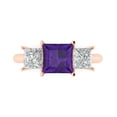 thumbnail image 1 of Three-Stone Engagement Ring for Women - 2.5ct Natural Amethyst in 14K Rose Gold Promise Ring, 1 of 6