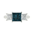 thumbnail image 1 of Clara Pucci 14K White Gold Solid Gold LondonBlueTopaz Three-Stone Anniversary Ring for Women - 2.5 cttw Princess Cut, 1 of 8