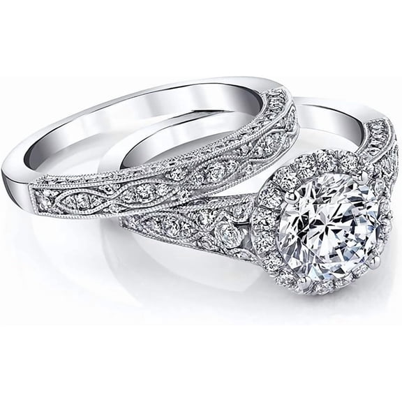 2.63 Carat Bridal Set Moissanite engagement rings for women Platinum Plated Silver Princess moissanite rings