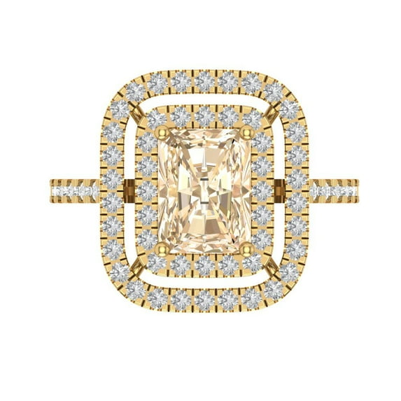 Halo Engagement Ring for Women - 2.62ct Natural Morganite in 14K Yellow Gold Promise Ring