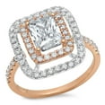 thumbnail image 1 of 2.63 ct Emerald Cut Genuine Cultured Diamond VS1-VS2 I-J 18K Rose White Gold Halo Promise Wedding Statement Engagement Designer Ring size 9.5, 1 of 7