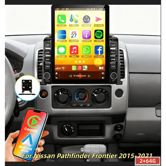 2+64G 9.7in Double Din Car Stereo Radio for Nissan Pathfinder Frontier 2015-2021 - with Carplay and Android Auto GPS Navigation, Backup Camera, Bluetooth, WiFi, FM/RDS SWC Mirror Link