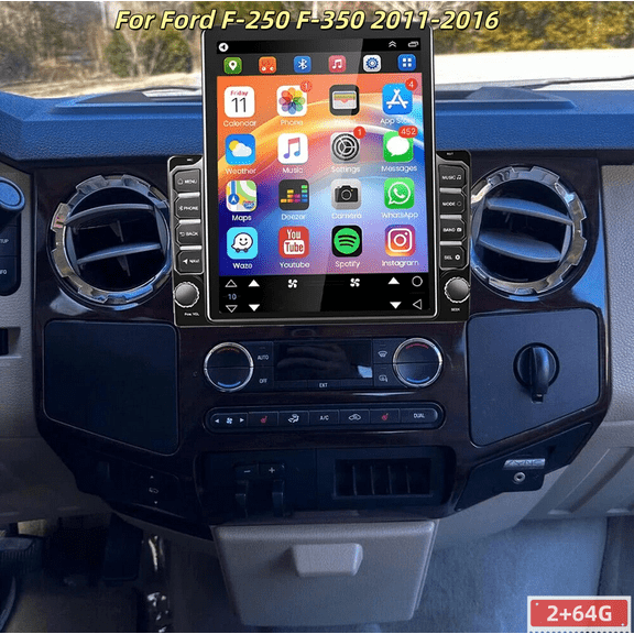 2+64G 9.7in Double Din Car Stereo Radio for ford F-250 F-350 2011-2016 - with Carplay and Android Auto GPS Navigation, Backup Camera, Bluetooth, WiFi, FM/RDS SWC Mirror Link