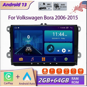 2+64G Android 13 9-inch Car Stereo Radio Compatible for VW Bora 2006-2015 with Carplay and Android Auto GPS Navigation WiFi Bluetooth SWC RDS DSP DAB + AHD Backup Camera