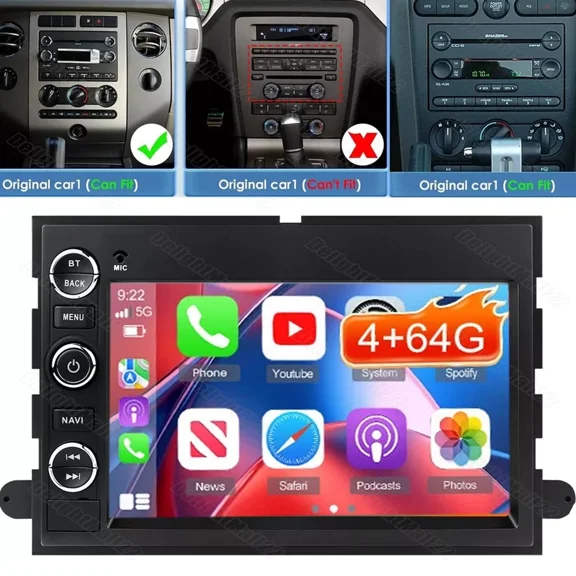 2+64G Android 13 Car Stereo for Ford F150/F250 2004-2014 Support Wireless Carplay Android Auto 7in Touchscreen Car Radio with GPS WiFi Bluetooth FM SWC Split Screen + AHD Backup Camera/Microphone