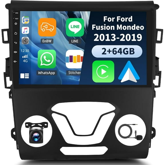 2+64G Android 13 Car Stereo for Ford Fusion Mondeo 2013-2019 with Wireless CarPlay Android Auto, 9 Touchscreen in Dash GPS Radio with WiFi Mirror Link Bluetooth FM RDS HiFi EQ SWC + Backup Camera