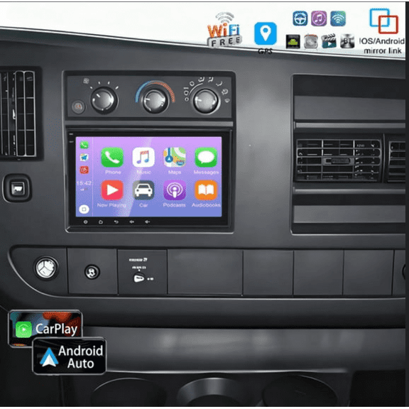 2+64G Android 13 Car Stereo For GMC Savana 2008-2017 with Wireless Carplay Android Auto, 8in IPS Touchscreen Car Screen Radio Player with GPS WiFi Bluetooth SWC Mirror Link Split Screen