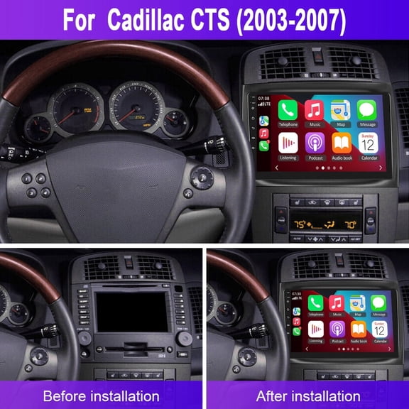 2+64G Android 13 Car Stereo GPS Navigation for Cadillac CTS 2003-2007 with Carplay Android Auto 10in Car Radio with Bluetooth WiFi FM/RDS SWC + AHD Backup Camera/Microphone