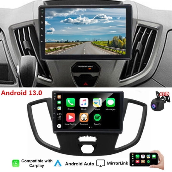 2+64G Android 13 Car Stereo GPS Navigation for Ford Transit Custom 2013-2019 with Carplay Android Auto Stereo 9in Car Radio with Bluetooth Wifi FM/RDS SWC Mirror Link Split Screen + AHD Backup Camera