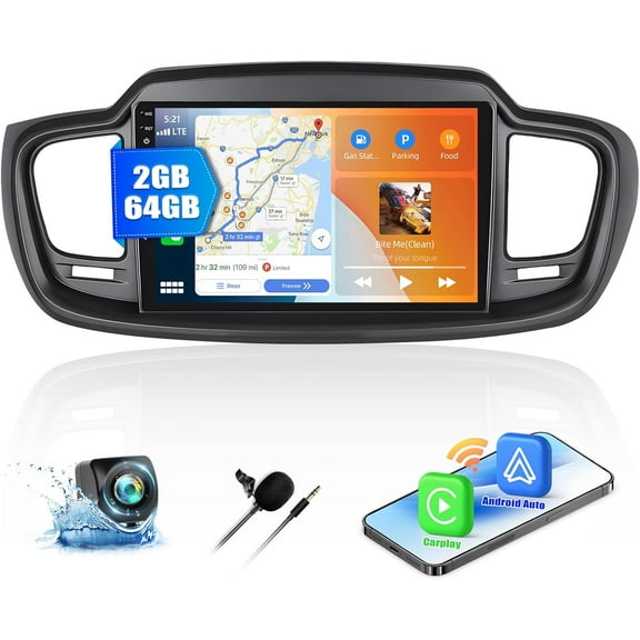 [2+64G] Android 13 Car Stereo for Kia Sorento MK3(LHD) 2015-2020 with Wireless Carplay&Android Auto,9 Inch Touch Screen Car Radio with Mirror Link Bluetooth FM/RDS Radio WiFi GPS EQ SWC