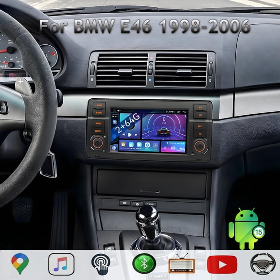 2+64G Android 13 Radio for BMW E46 1998-2006 7 inch with Wireless Carplay and Android Auto GPS Navigation Built-in WiFi Bluetooth 5.1 RDS Radio SWC Replaces BMW03