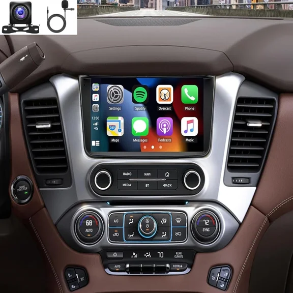 2+64G Android 14 Car Stereo GPS Navigation for GMC Yukon for Chevrolet Suburban Tahoe 2014-2020 with Carplay Android Auto 9in Car Radio Player with Bluetooth Wifi FM/RDS SWC Mirror Link Split Screen
