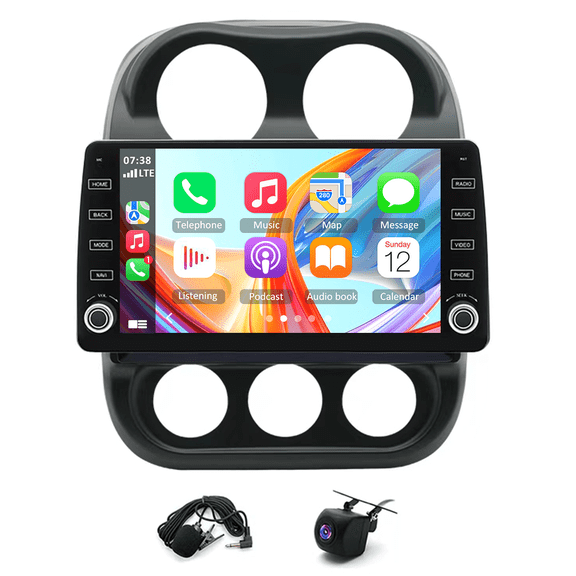 2+64G Android 14 Car Stereo for Jeep Compass 2009-2016 Carplay Android Auto 10in IPS Touchscreen BT WiFi FM/RDS SWC Mirror Link Split Screen