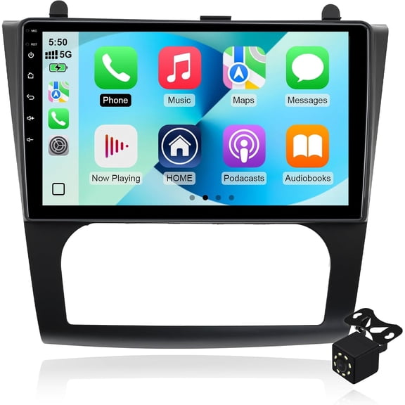 2+64G Android 14 Double Din Car Stereo for Nissan Altima 2008-2012 (Auto A/C) with 9 Inch Touchscreen Radio Built-in Wireless Carplay/Android Auto/GPS/Bluetooth/FM/AUX-in/SWC/Backup Camera