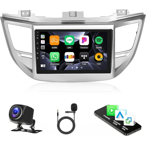 [2+64G] Android 15 Car Stereo for Hyundai Tucson 2015-2018 with Wireless Carplay&Android Auto,9 Inch Touch Screen Car Radio with Mirror Link Bluetooth FM/RDS Radio WiFi GPS EQ SWC