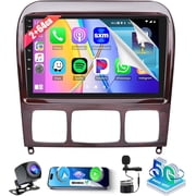 2+64G Android CarPlay Stereo for Mercedes Benz S-Class W220 S280 S320 S350 S400 S430 S500 S600 S55 AMG 1999-2007, 9 Touch Screen in-Dash GPS Navigation Support Mirror Link RDS AHD DSP WiFi