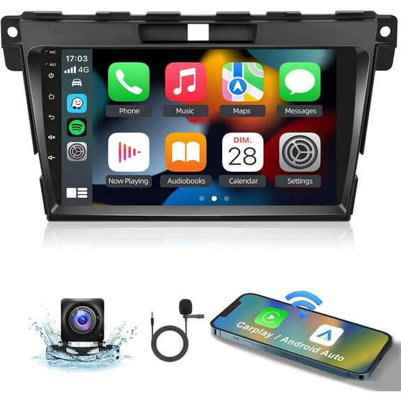 2+64G Car Radio for Mazda CX-7 CX7 CX 7 2007 2008-2014 - Apple Carplay & Android Auto - 9 Inch Android 13 Stereo with WiFi/EQ/GPS + AHD Rear View Camera