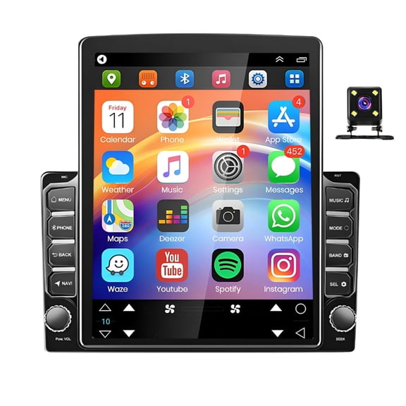 2+64G Car Stereo for Chevrolet Silverado 2007-2018 and More Models with Wireless CarPlay Android Auto 9.7inch Touch Screen Support Bluetooth FM/RDS GPS WiFi SWC