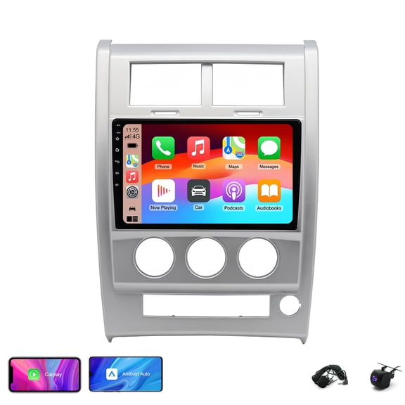 2+64G Car Stereo for Jeep Liberty 2008-2012 with Carplay Android Auto 10in Touchscreen Android 15 Car Radio Player with Bluetooth Wifi GPS Navi FM/RDS