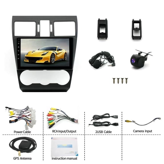 Geabo 2+64G Car Stereo for Subaru Forester/WRX/Impreza 2013-2015 with Carplay Android Auto 9in Touchscreen Android 15 Car Radio Player with Bluetooth Wifi GPS Navi SWC Quad Core