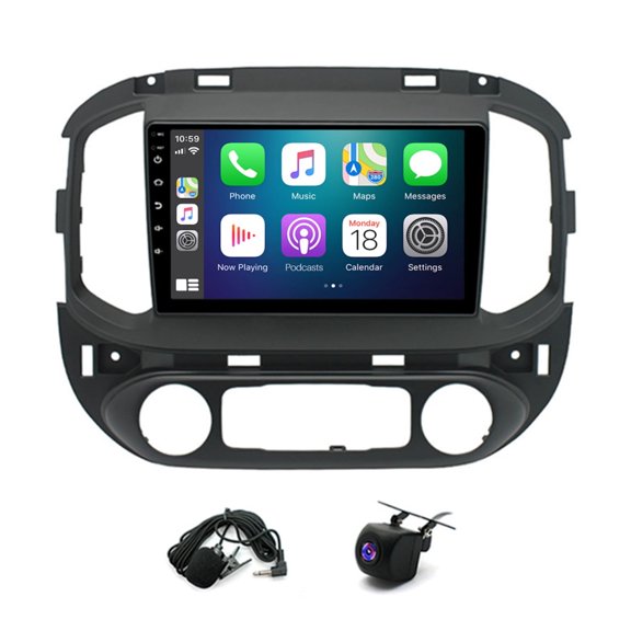 2+64G Car Stereo for Chevrolet Silverado 2015-2017 with Wireless CarPlay Android Auto 9inch Touch Screen Support Bluetooth FM/RDS GPS WiFi SWC