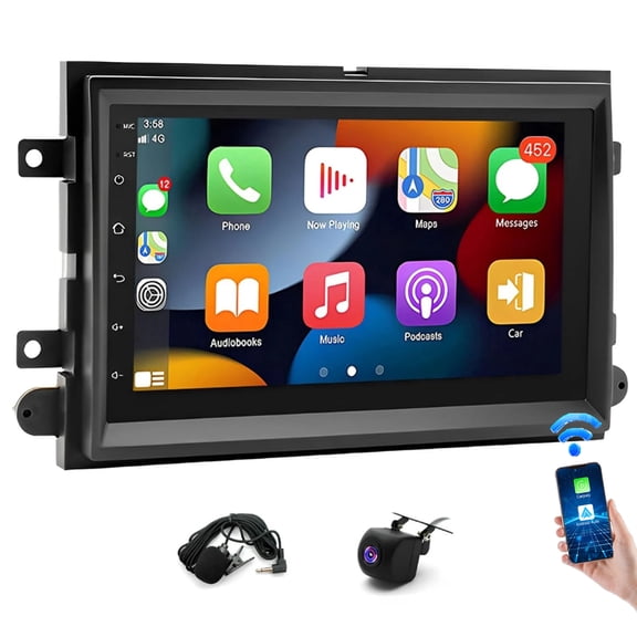 2+64G Car Stereo for Ford F150 2004-2014 and More Models with Wireless CarPlay Android Auto 7inch Touch Screen Support Bluetooth FM/RDS GPS WiFi SWC