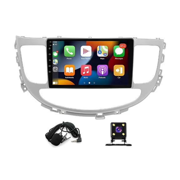 2+64G Car Stereo for Hyundai Genesis Sedan 2009-2014 with Wireless CarPlay Android Auto 9inch Touch Screen Support Bluetooth FM/RDS GPS WiFi SWC